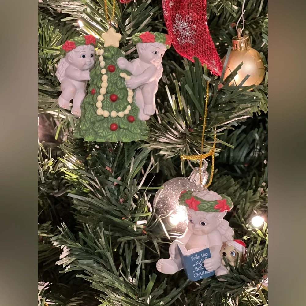 Vintage Dreamsicles Cherub Christmas Ornaments Lot Of 9